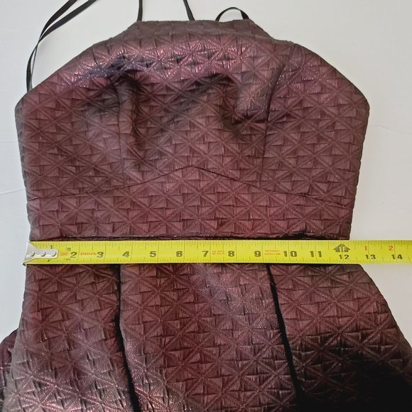 BCBG Metallic Burgundy A-Line Party Dress - Picture 8 of 10